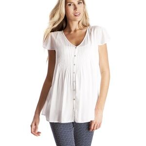 Seraphine | White Flutter Sleeve Maternity Blouse